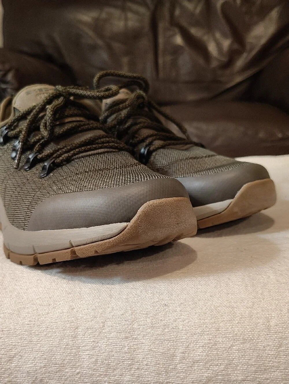 Skechers Men's Dark Green and Tan Outdoor Lace-Up Athletic Shoes